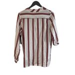 Lumiere Womens Long Sleeve V Neck Blouse Top Vertical Stripe White Red Small NWT Photo 1