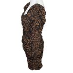 Nicholas Gathered Dress In Leopard Print Brown Mini Ruched Belted Womens Size 2 Photo 3