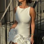 ZARA  dress mini white fitted bodycon with ruffled skirt party evening wedding Photo 5
