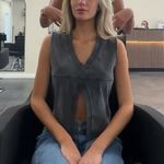 Alexander Wang  V-Neck Tank Top in Faded Black Photo 1