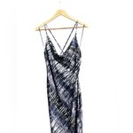Lovestitch Tie Dyed Print Silk Slip Elegant Black and White Women's Dress Photo 3
