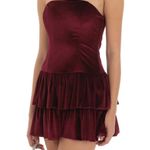 Lucy in the Sky Red Velvet Mini Dress Photo 0