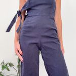 Nasty Gal Linen Tube Top Side Tie Blue Jumpsuit Photo 1