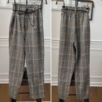 Stradivarius Strativarius Glenn Plaid Paper Bag Crop Trousers Pants XS Photo 1