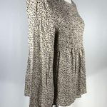 Urban Romantics Womens Long Sleeve Cheetah Print Blouse Size L Smocked Romantic Photo 4
