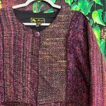 Vintage Mirasol Patchwork Tweed Jacket Womens XL Wool Blend Purple Brown Photo 0