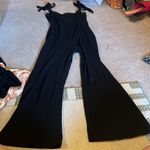 Reformation  Wesley  ribbed black tie shoulder jumpsuit L Photo 4