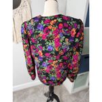 Women's Vintage Pink Black Pearl Button Lace Collar Grandmacore Floral Top S Photo 2