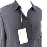Burberry  Uniform Black 100% Silk Button Up Long Sleeve Shirt Dress NWT Size 18 Photo 1