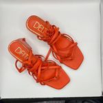 Deltan Fawn Ankle Wrap Strappy Block Heel‎ Thong Dress Sandals Womens Size 8M Orange Photo 4