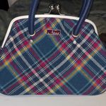 NESS..SCOTTISH BRAND TEAL WOOL PLAID TARTAN KISS LOCK HAND BAG Blue Photo 2