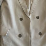 The‎ Workshop women's blazer with shoulder pads and pockets, size Large Beige Tan Photo 2