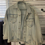Distressed Light Wash Jean Jacket Blue Size M Photo 0