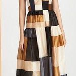 Ulla Johnson NEW  Minerva Patchwork Midi Dress Blue Gold Sz 8 Editorial Soft Girl Photo 0