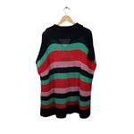 Free People Women’s Bayside Stripe Crochet Knit Poncho Black/Red/Pink/Green OS Photo 8