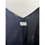 Aritzia Wilfred XS Navy Blue Floral Wrap Dress Flowy Boho Romantic Midi Fairy Photo 5
