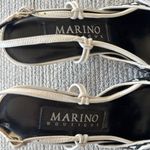 Vtg 90’s Marino Boutique Black White Geometric Square Toe Slingback Heels Sz 8 Photo 4