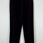 Susan Graver Velvet Pants L Purple High Rise Straight Leg Y2K Goth Party Holiday Photo 0