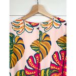 Adrienne Tropical Palm Print V-Neck Half Puff Sleeves Blouse Top Size Medium Photo 6