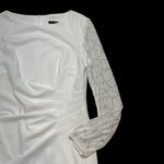 Marina White Boat Neck Embellished Long Sleeve Gown US 10 Photo 4