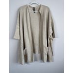 Marla Wynne Tan Boxy Cardigan Poncho Open Front w Pockets Size M/L Linen Blend Size L Photo 2