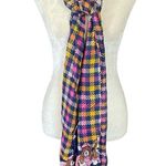 Talbots pink blue yellow white checkered rectangle basset hound dog scarf wrap Photo 1