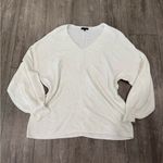 1. State  Ivory V-Neck Sweater with Balloon Sleeves Photo 2