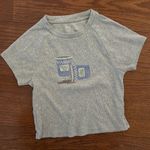 Aerie Rib-Knit Cropped T-Shirt Baby Tee Size Medium Coffe Print Photo 6