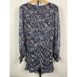 VICI Blue Purple Black Floral Ruched Long Sleeve Chiffon Mini Dress Size L Photo 6