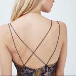 Topshop Deep V Neck Floral Navy Blue & Gold Brocade Dress Size 4 NWT Photo 3