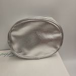 Vince Camuto NWOT  Cosmetic Bag Silver Metallic Faux Leather Zipper Purple Lining Photo 4