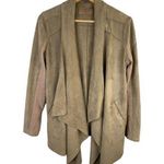 BLANK NYC size small Womens Vegan Leather Suede Cardigan Jacket Tan Beige Button Photo 0