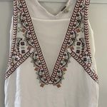 Gimmicks by BKE  White Boho Embroidered Tank Top Sleeveless Bohemian Style Sz S Photo 0