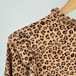 Rachel Parcell Rachel Parnell Tan Brown Leopard Print Ruffle Long Sleeve Blouse Top Extra Small Photo 4