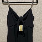 Michael Kors NWT  Crepe Tie Front Black Jumpsuit Silver Chain straps Size M P Photo 5