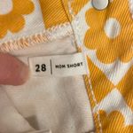 PacSun  White Orange Demim Floral Checked Women’s Mom Shorts Photo 7