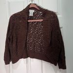 White Stag Open Knit Cardigan Womens M Warm Chocolate Brown 3/4 Sleeve Sweater Photo 0