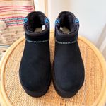 UGG  Classic Ultra Mini Braid Platform Black Suede Boho Winter Boots Women’s 11 Photo 2