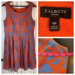 Talbots  Dress Women 10P Blue Orange Floral Fit & Flare Design Knee Length Cotton Photo 1