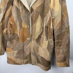 Y2K Leather Patchwork Penny Lane Jacket Coat Sz Large Tan Brown Hooded Photo 4
