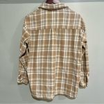 Princess Polly  Oversized Flannel Shirt in Tan and Cream Photo 4