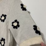 By Together  Floral Sweater Top Size Small Cream Black Knit Photo 4