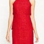 Reiss Sophia Red Lace Overlay Cocktail Dress Sleeveless High Neck Size 4 Photo 1