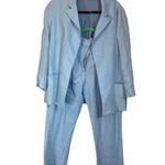 Sablyn Giselle Blazer & Charlee High Waist Pants Linen Blue Suit S Photo 1