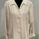 Covington Striped Button-Up Women's Top large with ruffle cuffs Photo 0