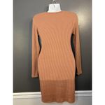 Revamped Dress Womens Medium Brown Ribbed Knit Long Sleeve V Neck Sweater Photo 4