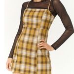 Riley & James 💥 Women Retro Vibes Plaid Bodycon Dress Mustard Yellow L Photo 0