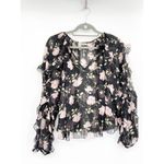 Ulla Johnson Azalea Floral Sheer Top Ruffle V Neck Size 4 100% Silk Photo 1