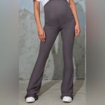 Pretty Little Thing Maternity Slate Ribbed Flared Leggings Grey 10 NWT IN PKG Photo 1