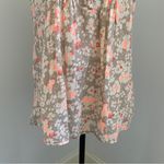 Old Navy Old Navy Floral Henley Tank Top Blouse Medium Coral Tan Pleated Cottagecore Top Photo 5